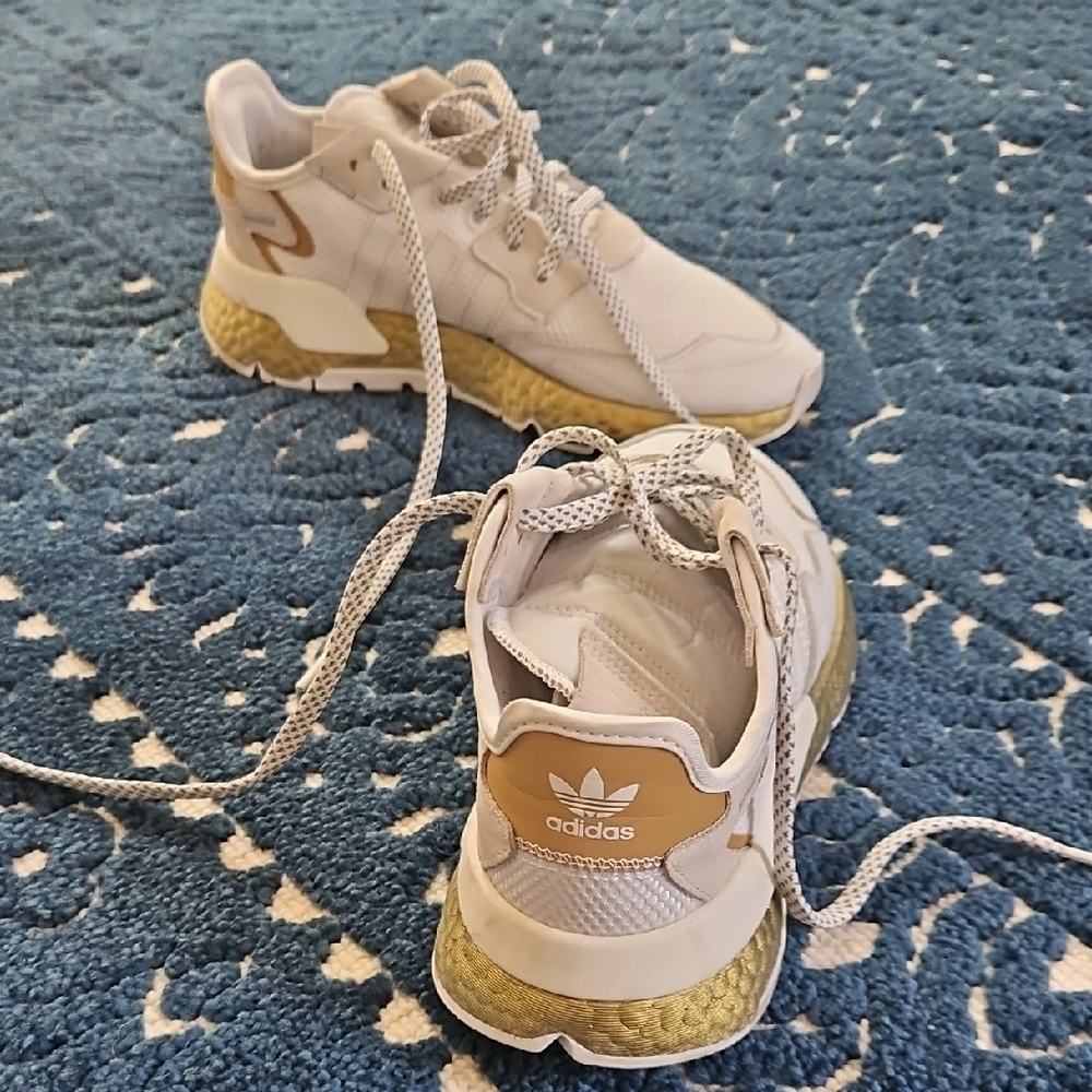 Adidas Beige and Gold Sneakers